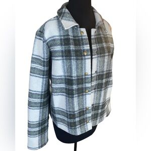NWT Banana Republic green plaid button front collared jacket size large